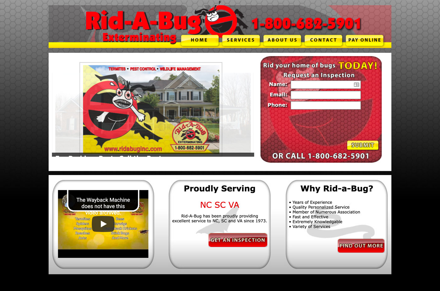 Rank Your Rural Business Without a Physical Address image Rid-A-Bug Website Before