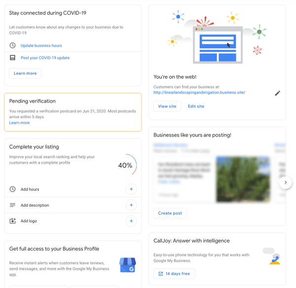 Your Private School: Cube Creative Design & Marketing image Google My Business Step 13: GMB Dashboard
