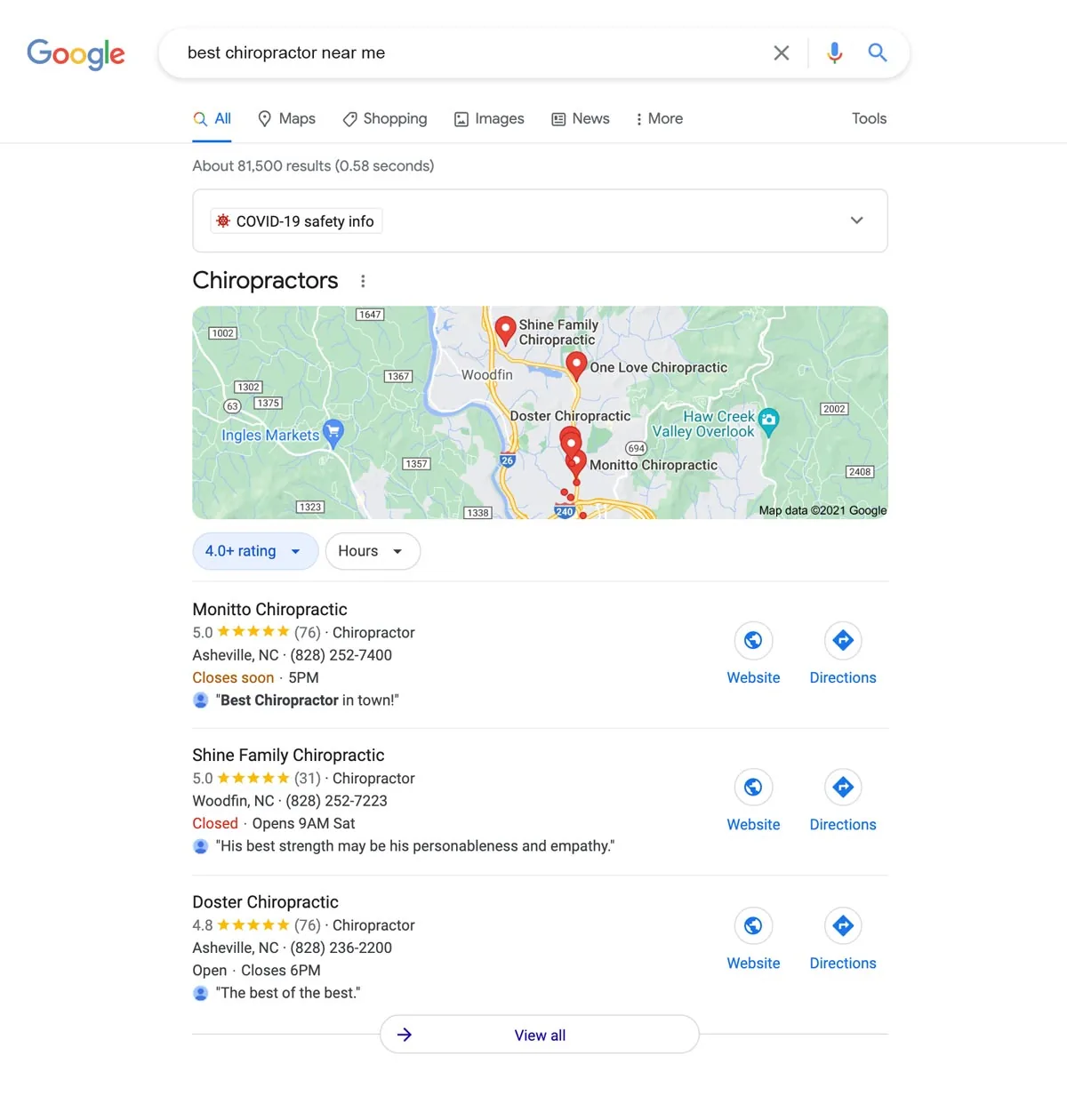 Do Google Reviews Help Local SEO? (Yes, Here's How) image Google Search For best chiropractor near me