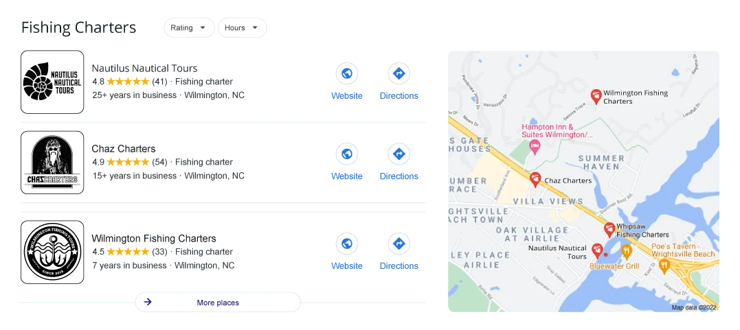 Google Page Fishing Charters 3-Pack Example