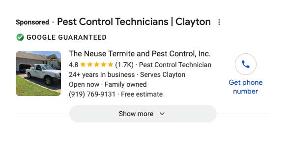 Why Your Pest Control Win the Google 3-Pack Needs image The Neuse: Google LSA