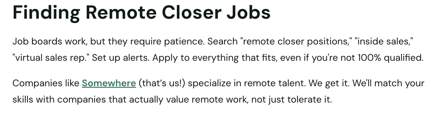 Somewhere, a platform that helps businesses hire remote employees screenshot