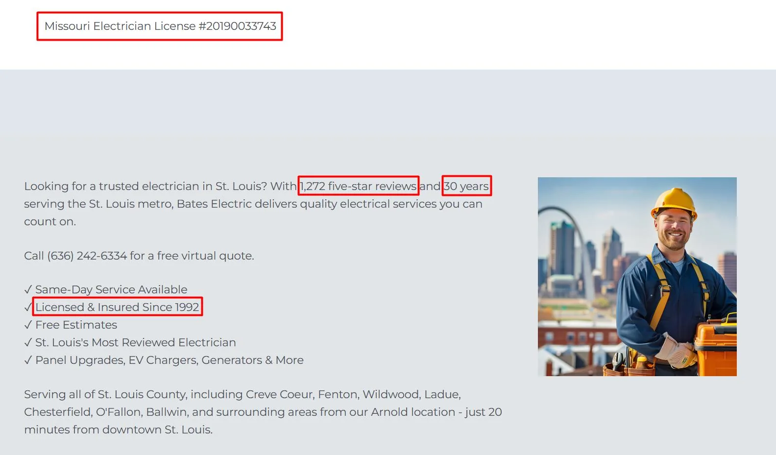 To target high-value clients looking for an electrical contractor in St Louis, MO.