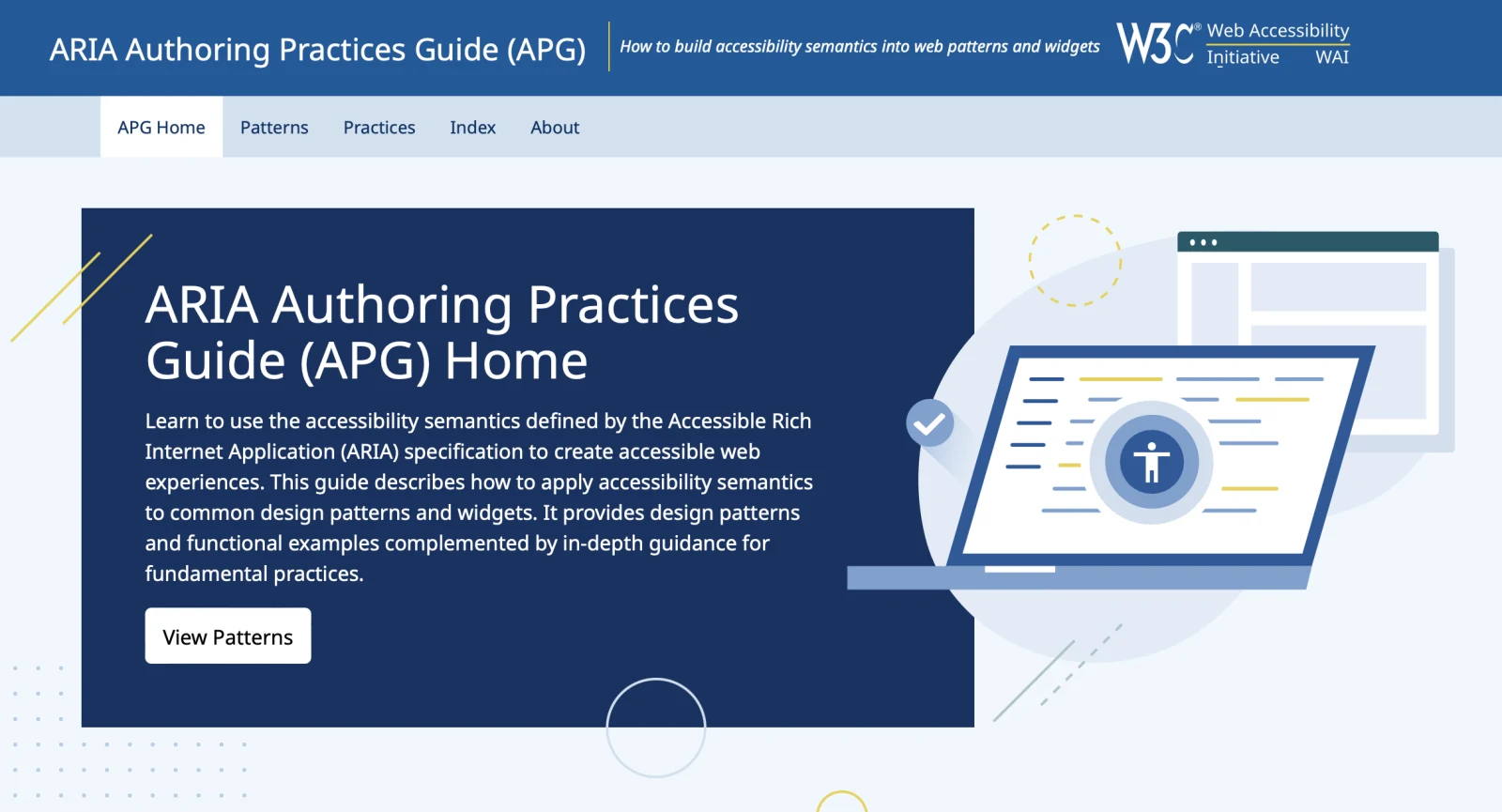  ARIA Authoring Practices Guide (APG) for the use of accessibility semantics