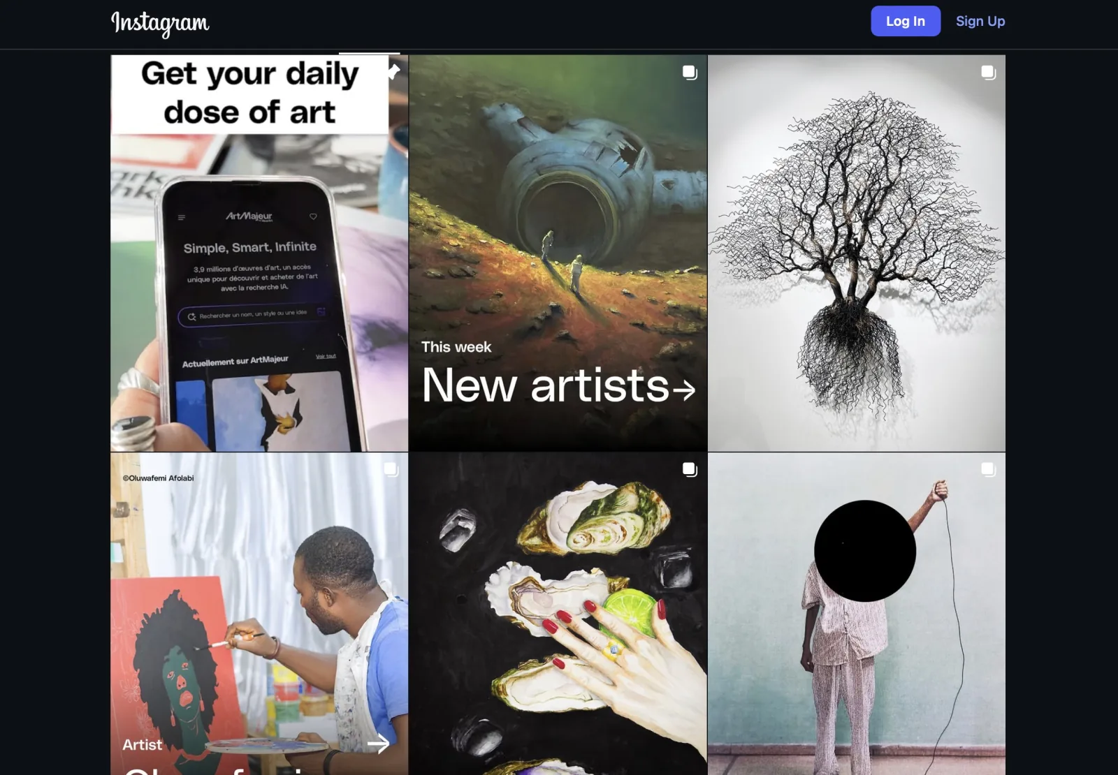 ArtMajeur Instagram page promoting original artwork pieces