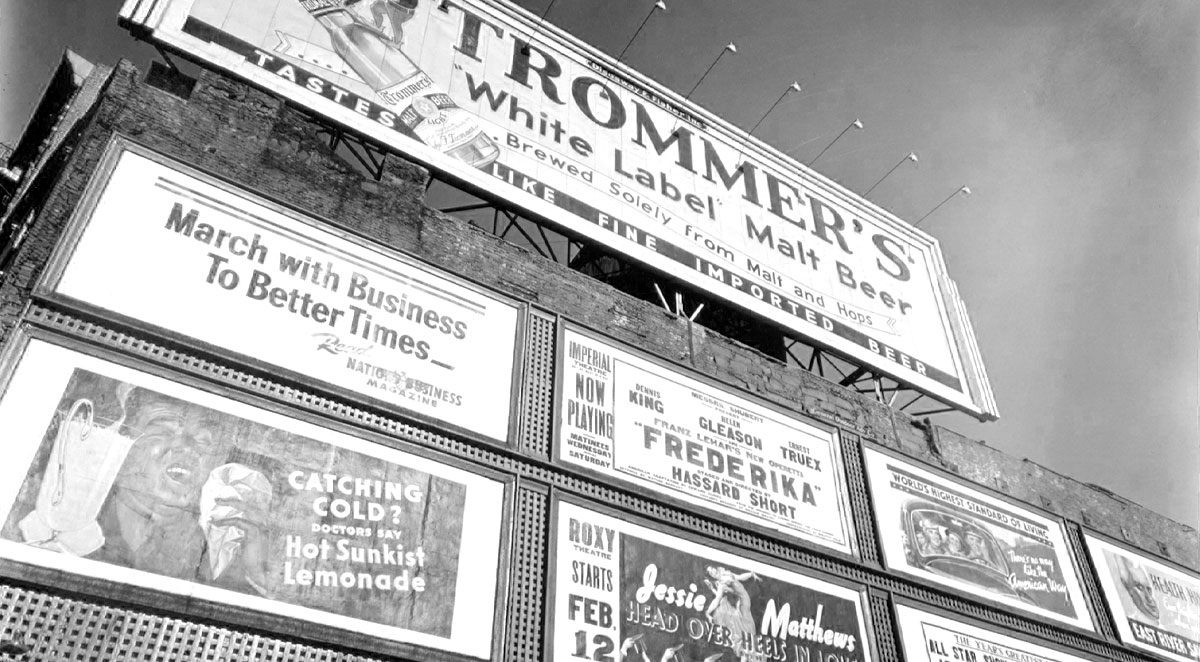 The Real Story Behind 23 of the Best Ways image (still image) Advertisements, 1937, East Houston Street and Second Avenue, Manhattan., (1937)