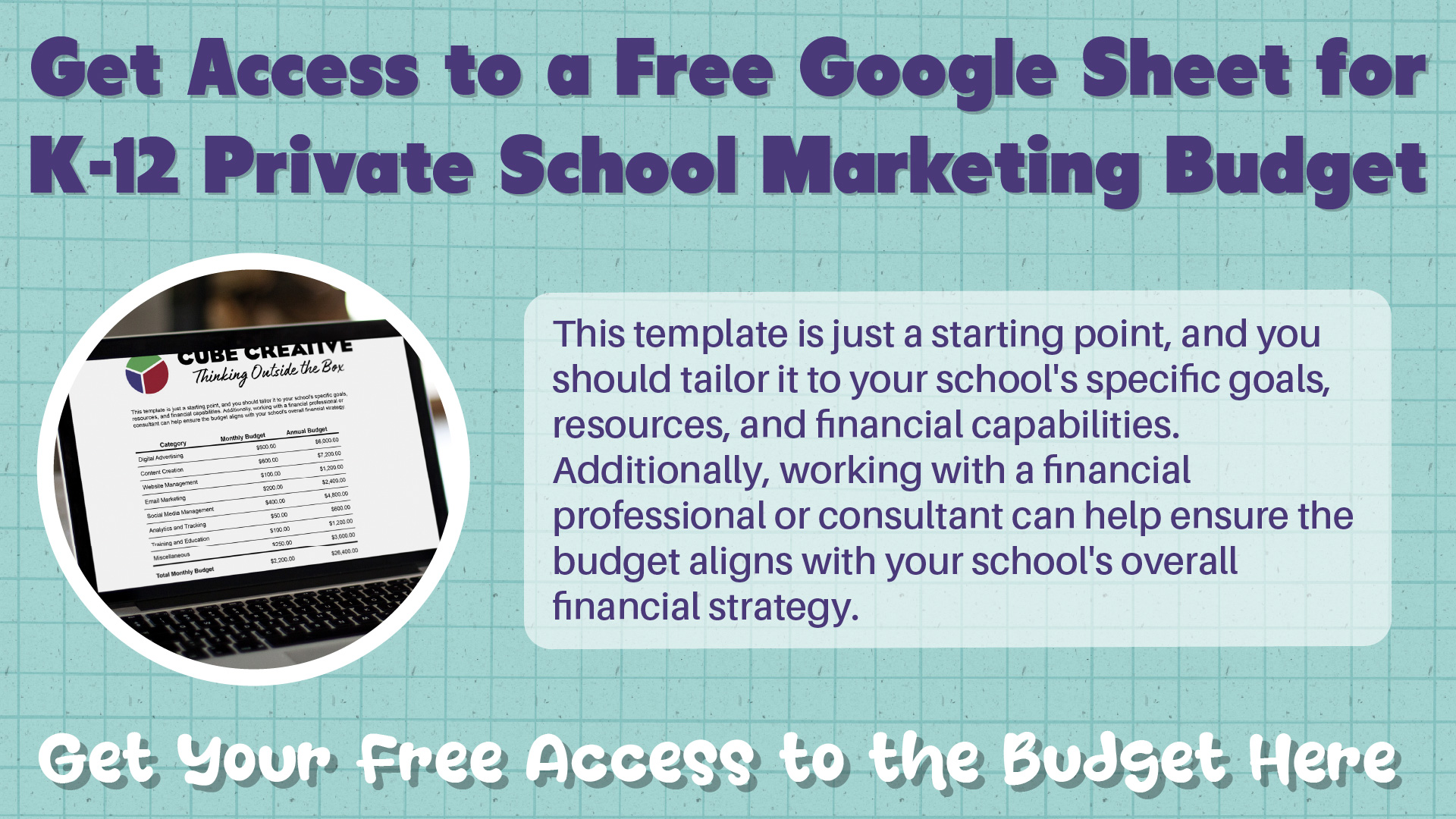 Private School Create a Marketing Budget That Works image Get Access to a Free Google Sheet for K-12 Private School Marketing Budget