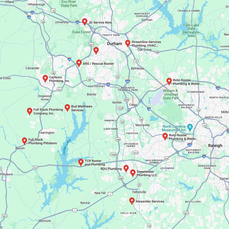 Your Service Area Business Online: Dominate Local Search image Water Heater Installation in North Carolina in Google Maps - Screenshot from Google