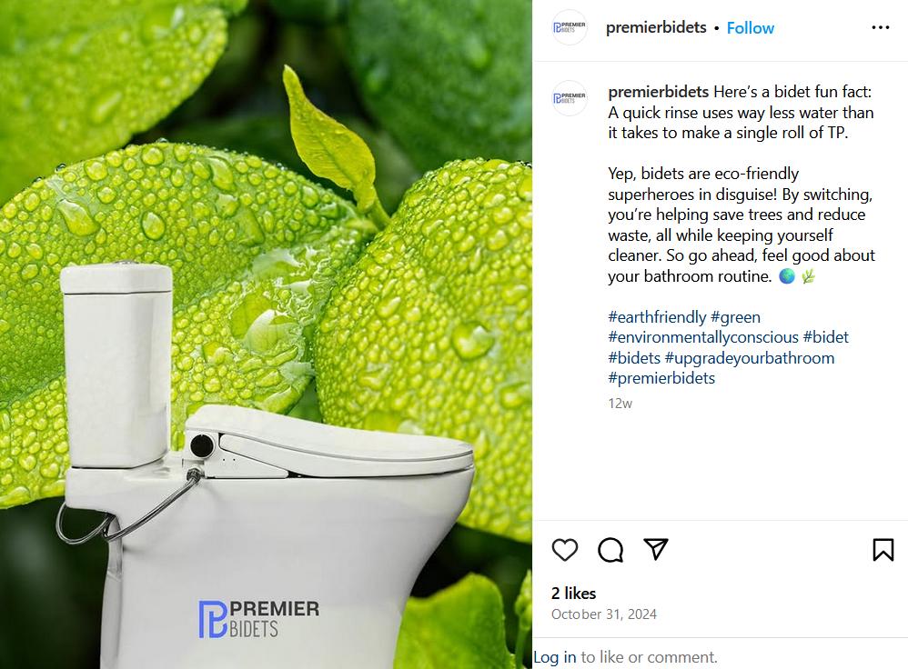 Choose Between Micro And: What Small Businesses Get Wrong image Promotional image of a white bidet in front of vibrant green leaves with text highlighting its environmental benefits.