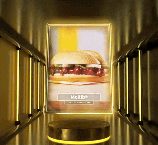 Choose Between Micro And: What Small Businesses Get Wrong image A glowing, animated display case showcases a McRib sandwich with the text "Limited Collection" underneath.