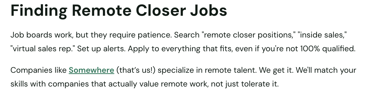 Somewhere, a platform that helps businesses hire remote employees screenshot