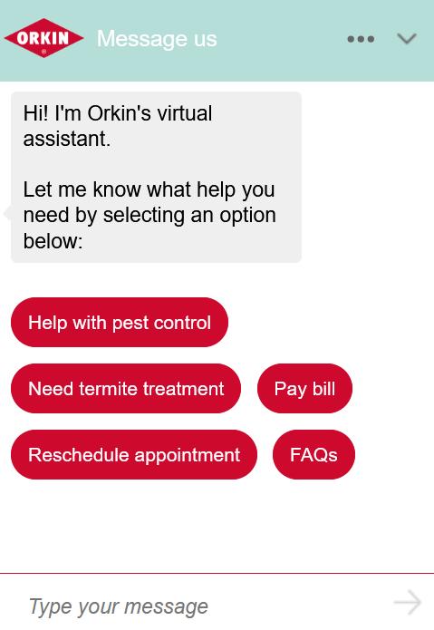The Real Story Behind Advanced Tactics to Consistently image Screenshot of Orkin embedded chatbot used to qualify and attract high-value service clients.
