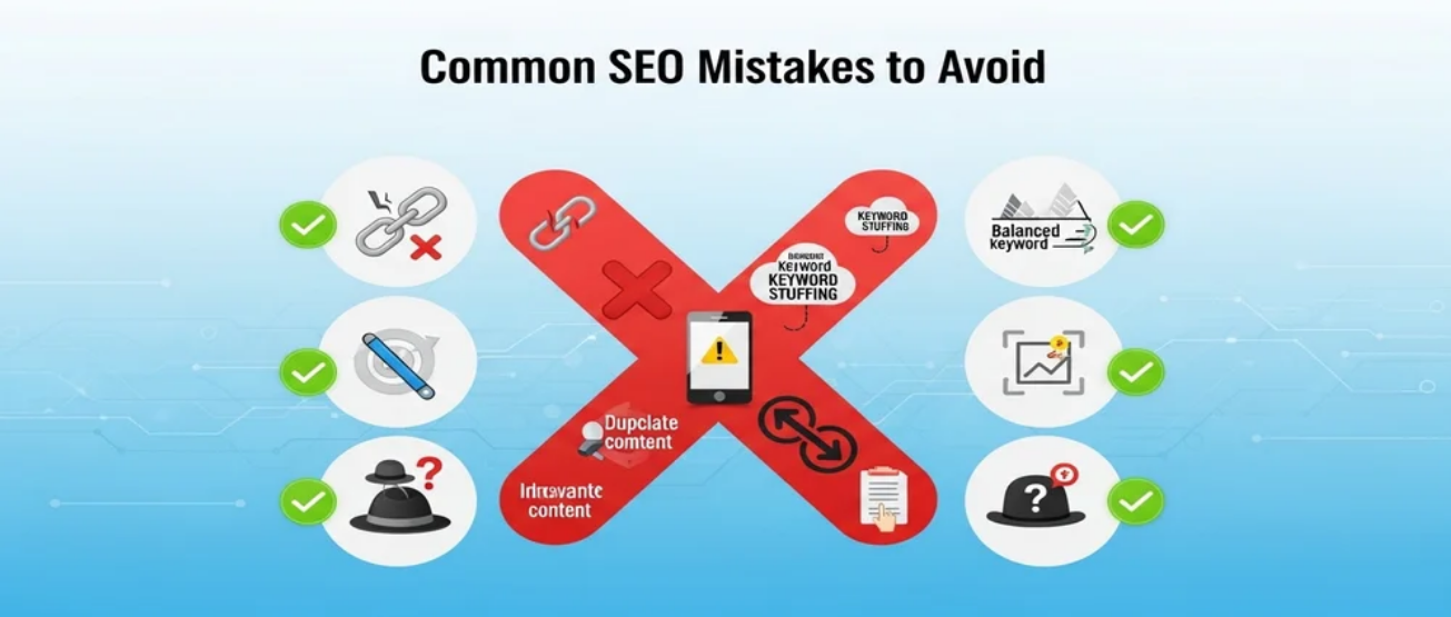 Infographic about common SEO mistakes