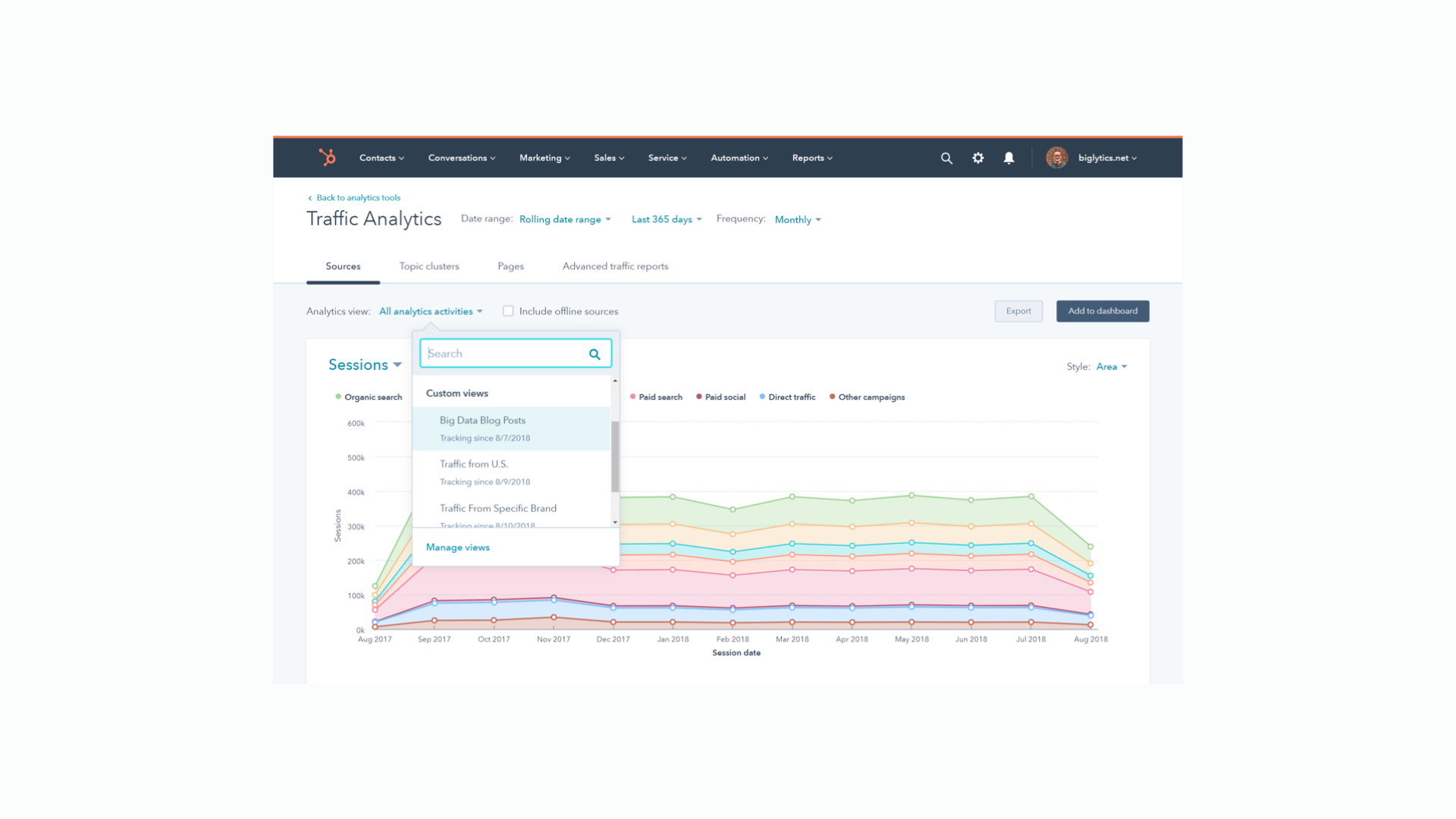 Use Marketing Analytics to Your Strategy image HubSpot traffic analytics