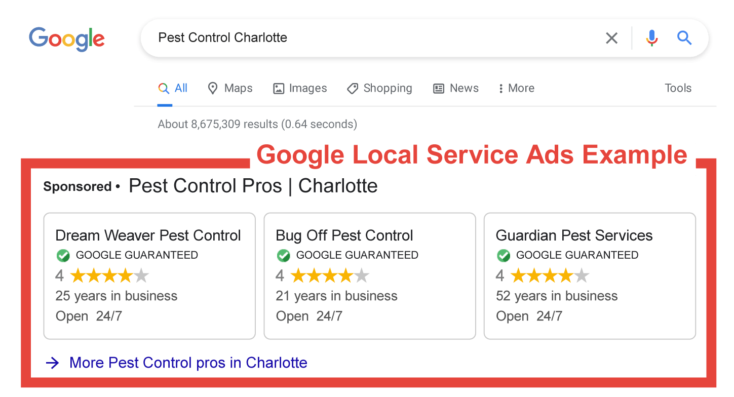 SEO vs PPC for Pest Control: Which Gets More Leads? image Google LSA Pest Control Example