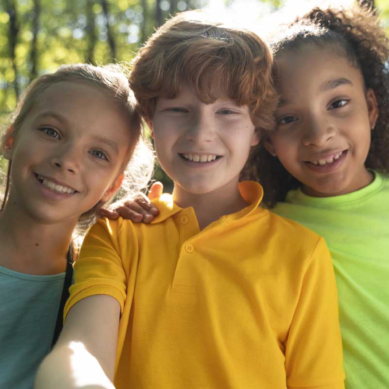 Free K-12 Private School Content Calendar Template image Three childern in summer