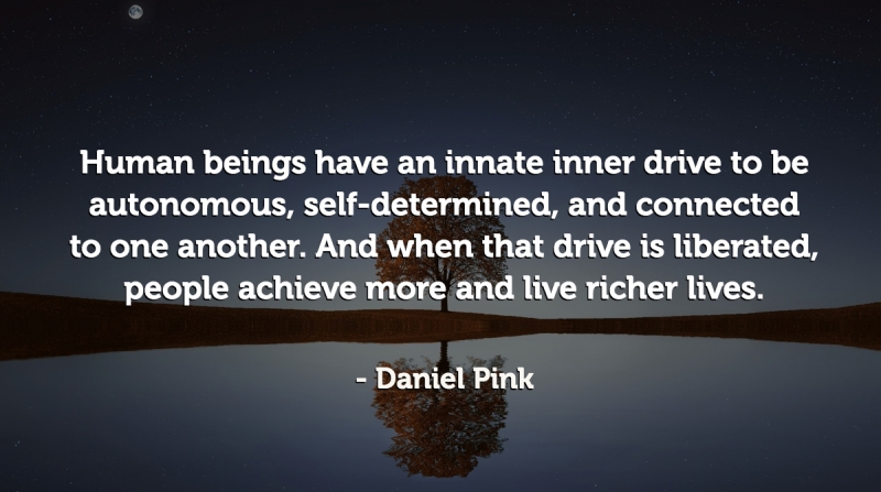 Get Quotes to Inspire and Motivate Right the First Time image Human beings have an innate inner drive to be autonomous, self-determined, and connected to one another. And when that drive is liberated, people achieve more and live richer lives. -Daniel Pink